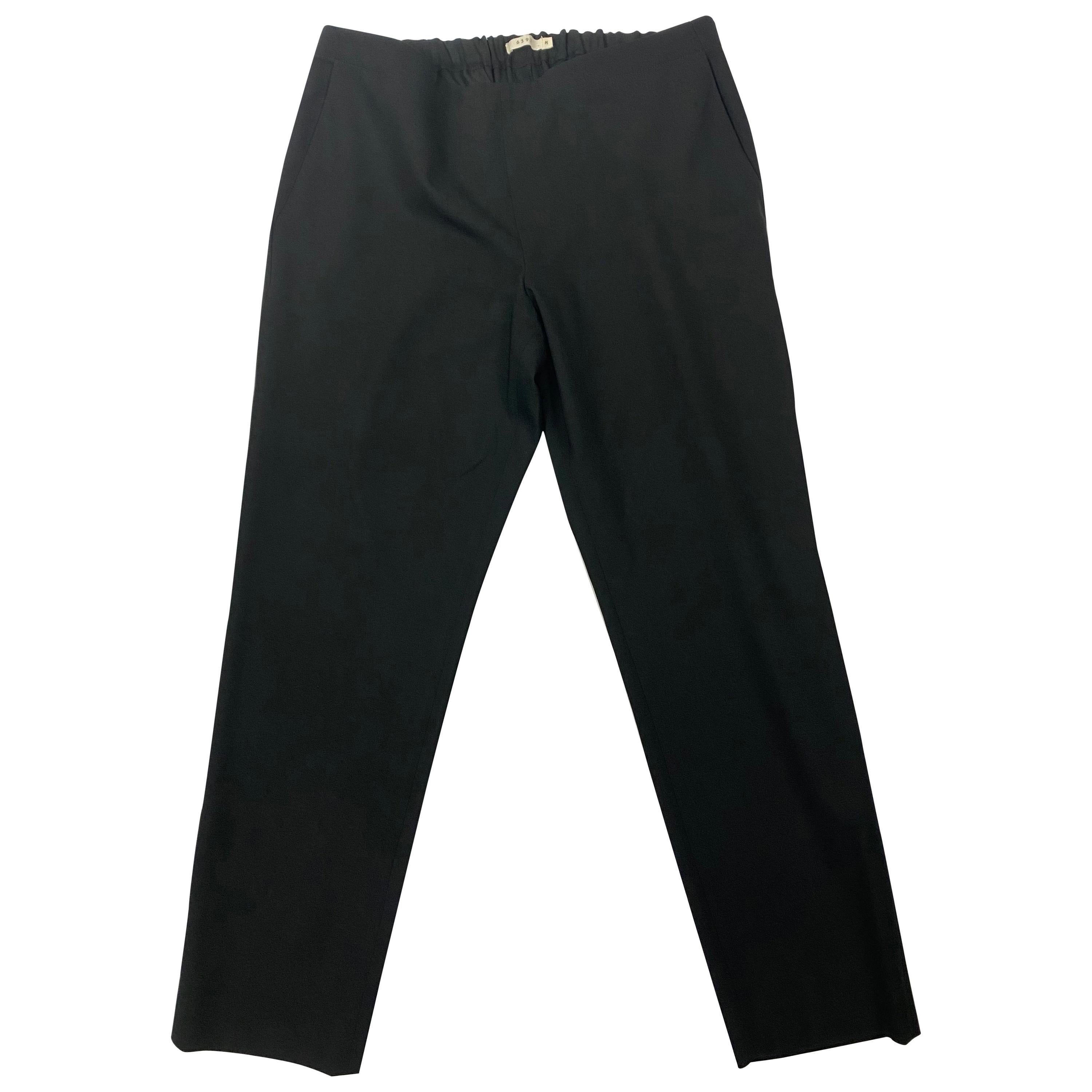 6397 Black Wool Trousers Pants, Size Medium For Sale