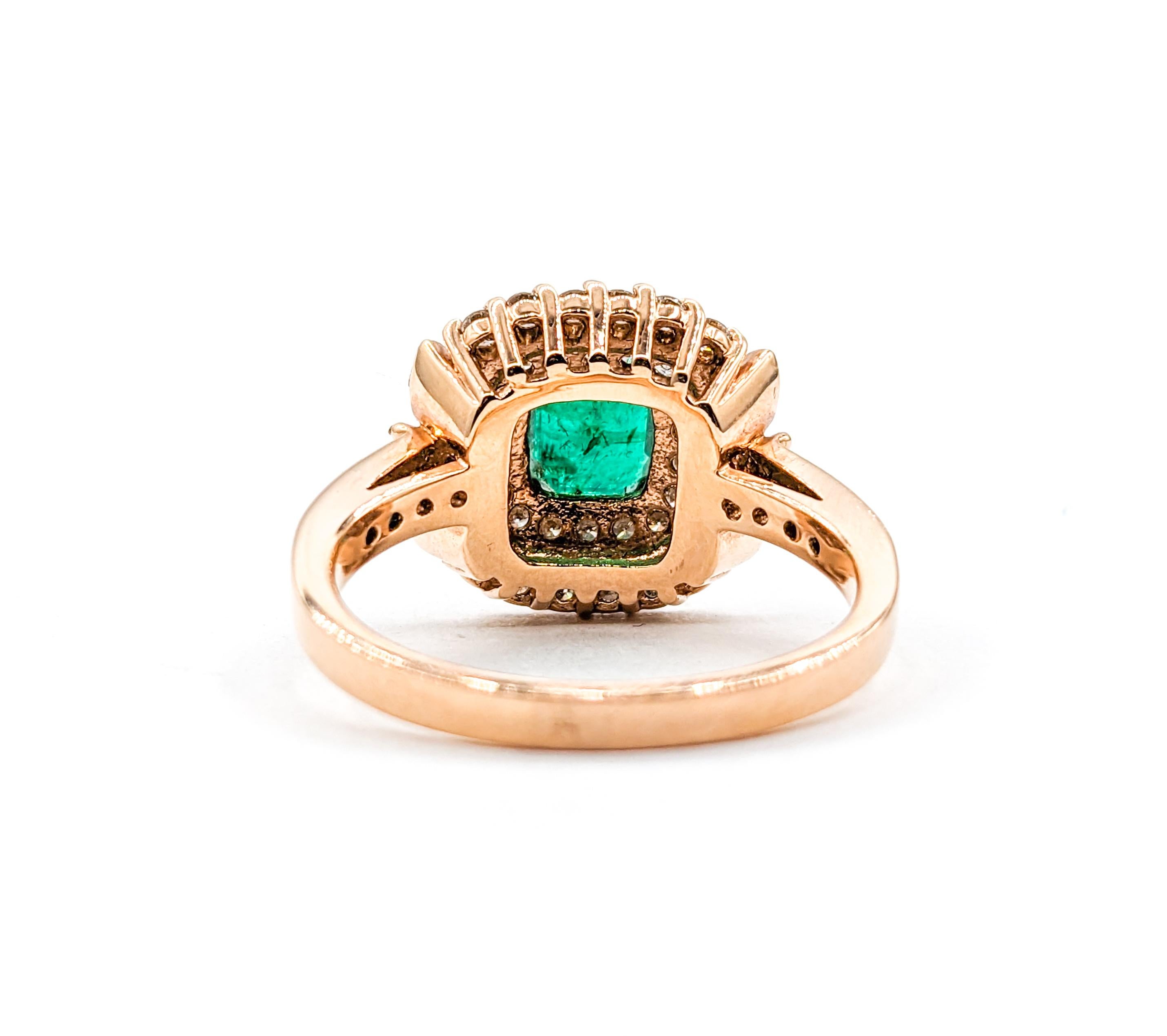 .63ct Emerald & Diamond Ring In Rose Gold For Sale 4