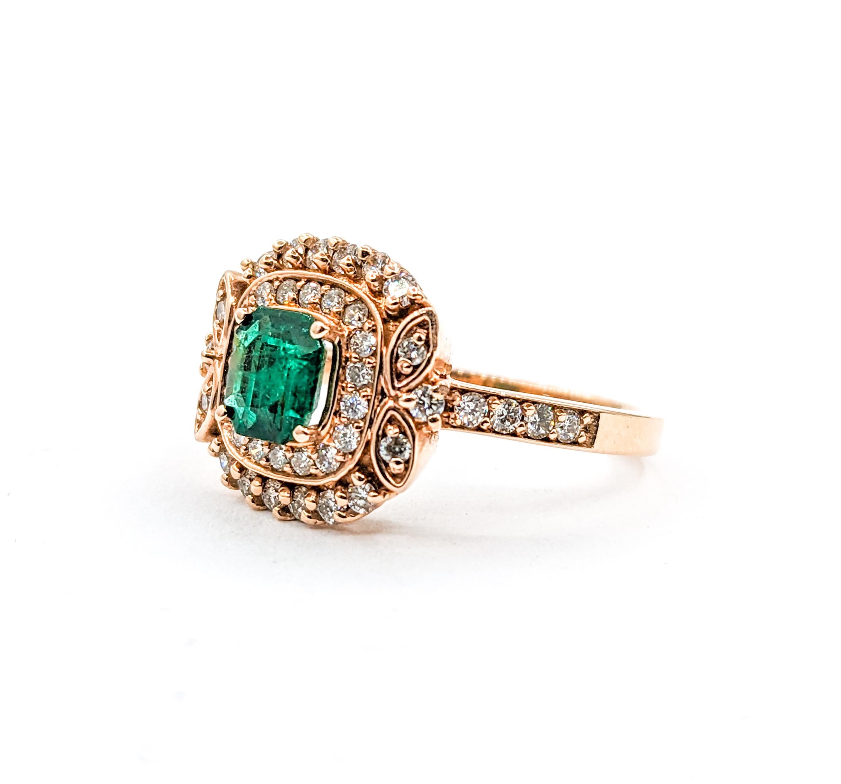 .63ct Emerald & Diamond Ring In Rose Gold For Sale 5