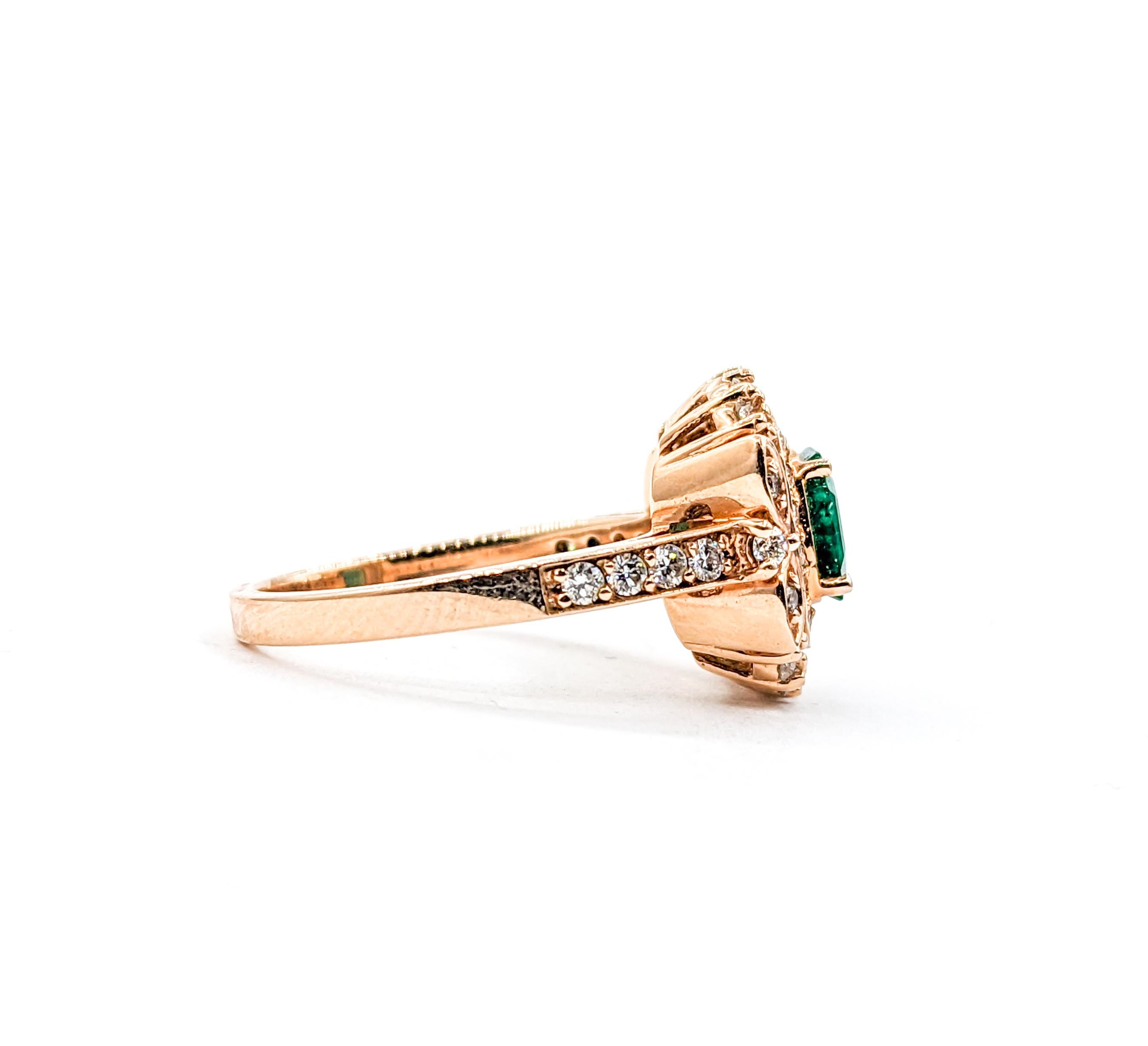 .63ct Emerald & Diamond Ring In Rose Gold For Sale 1