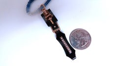 63ct natural Sapphire bead necklace 14 karat clasp Antique Onyx Drop Pendant*