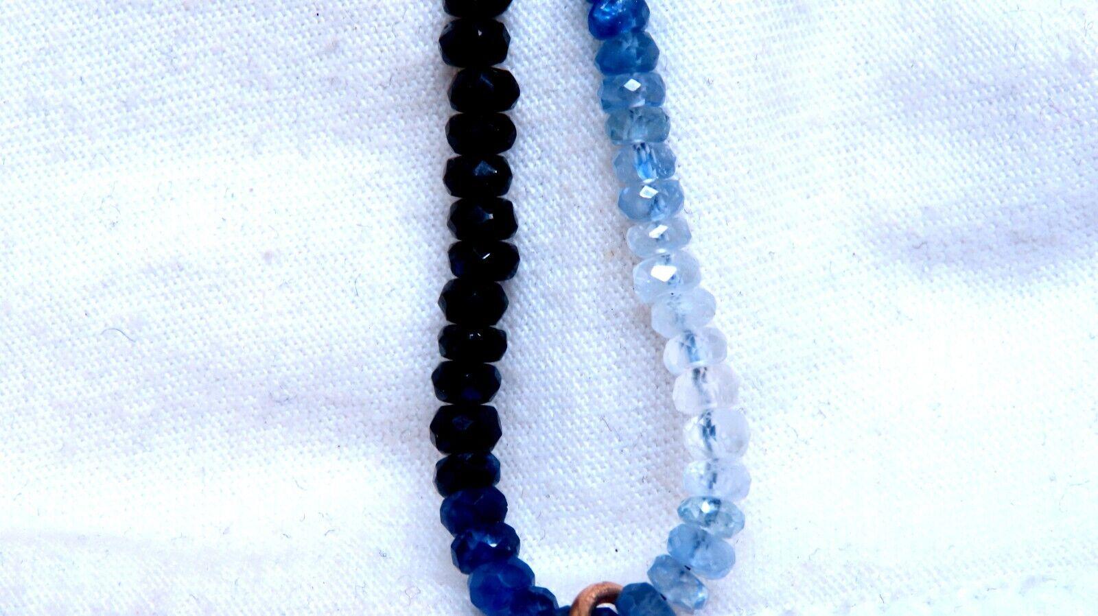 Rose Cut 63ct natural Sapphire bead necklace 14 karat clasp Antique Onyx Drop Pendant For Sale