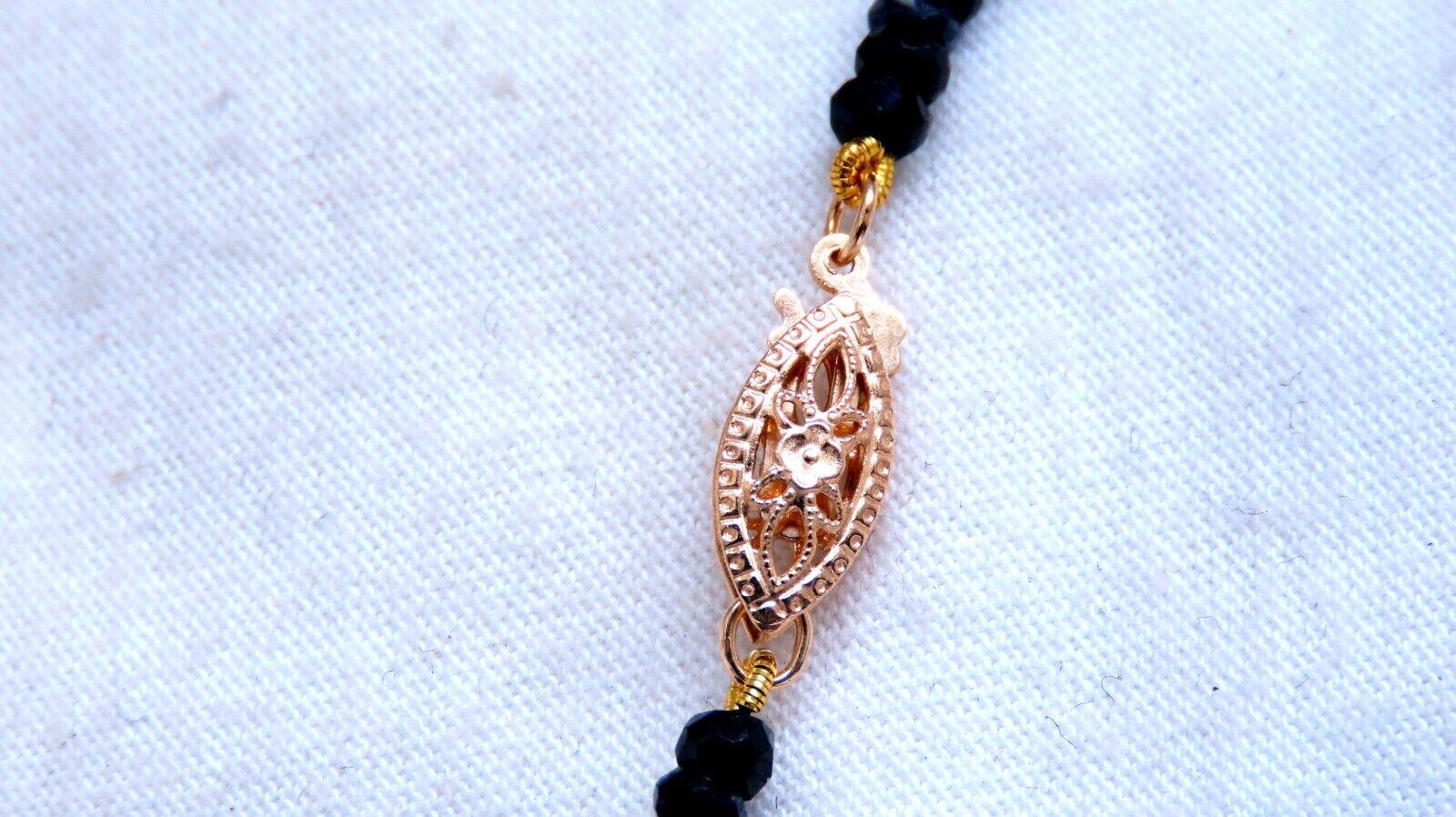 63ct natural Sapphire bead necklace 14 karat clasp Antique Onyx Drop Pendant In New Condition For Sale In New York, NY