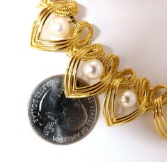 Natural Japanese Akoya Pearls Necklace 18 Karat Two-Tier Intertwined Twist