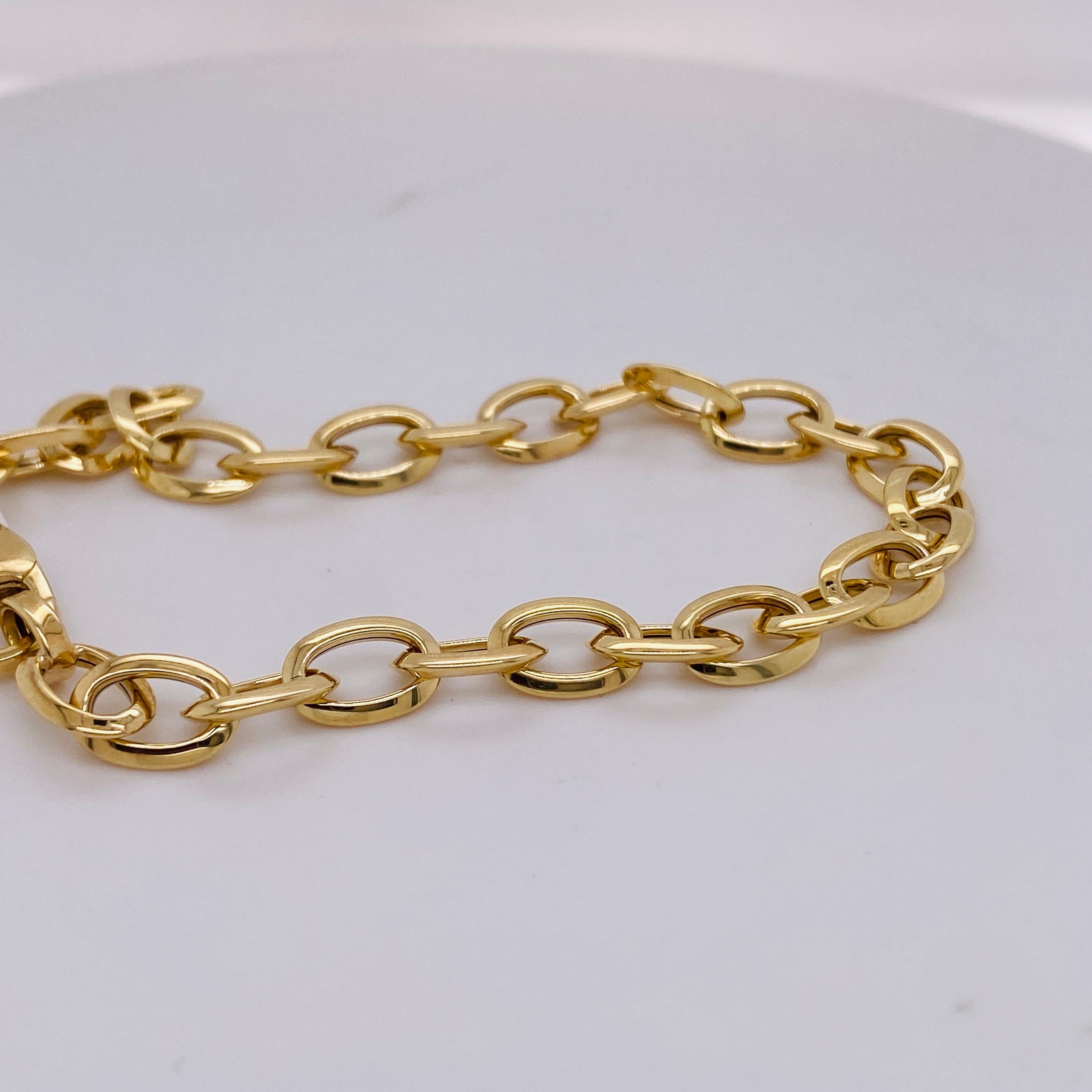 Contemporaneo A Link ovale da 6,3 mm Bracciale a catena in oro giallo 14K Semi-Solido in vendita