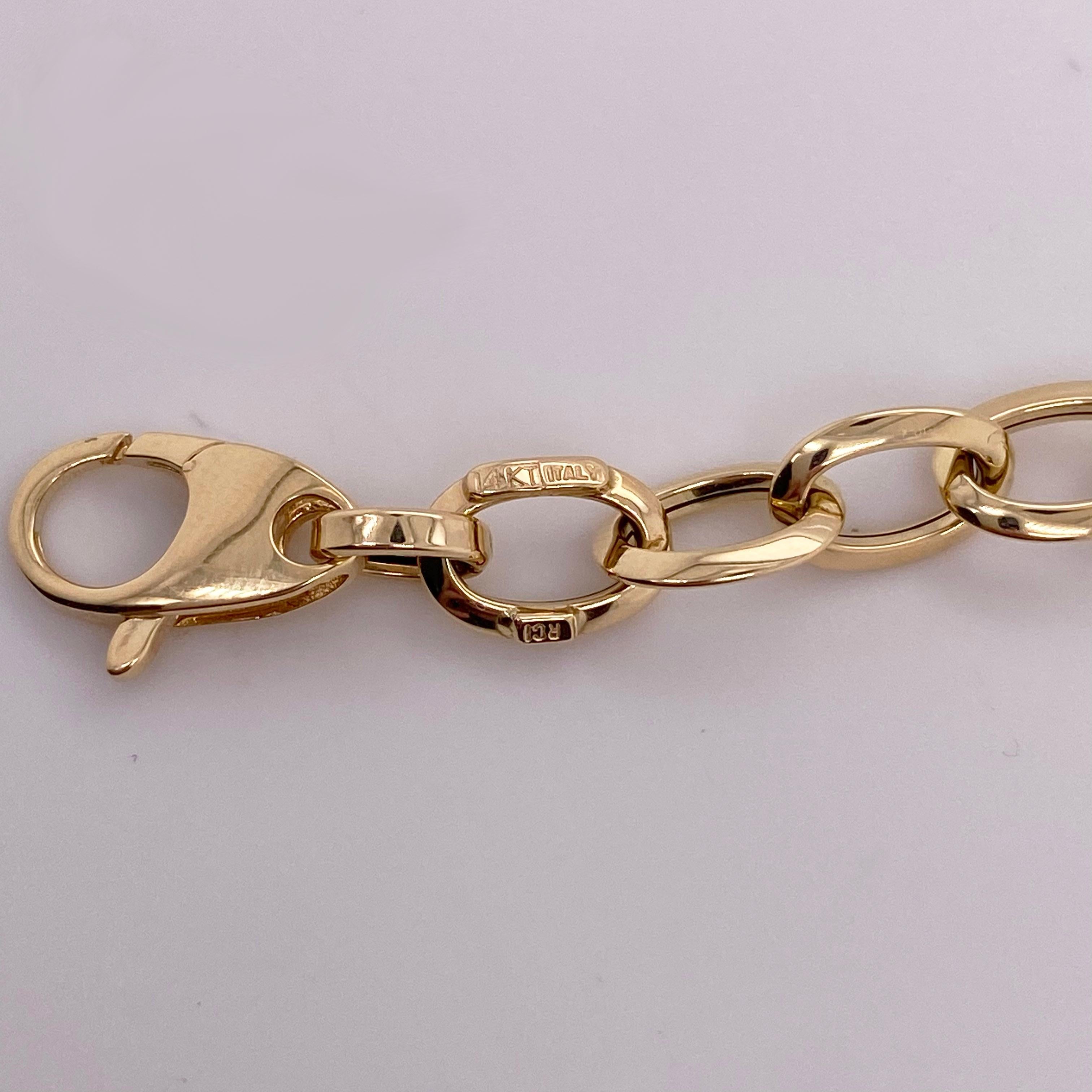 A Link ovale da 6,3 mm Bracciale a catena in oro giallo 14K Semi-Solido in vendita 1