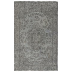 6.3x10 Ft Gray Overdyed Vintage Rug für moderne Innenräume. Handgeknüpft in der Türkei
