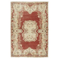 6.3x10 ft Einzigartiger handgefertigter anatolischer Teppich in Rot und Beige
