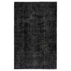 Tappeto turco vintage fatto a mano 6.3x10 Ft tinto di nero per interni moderni