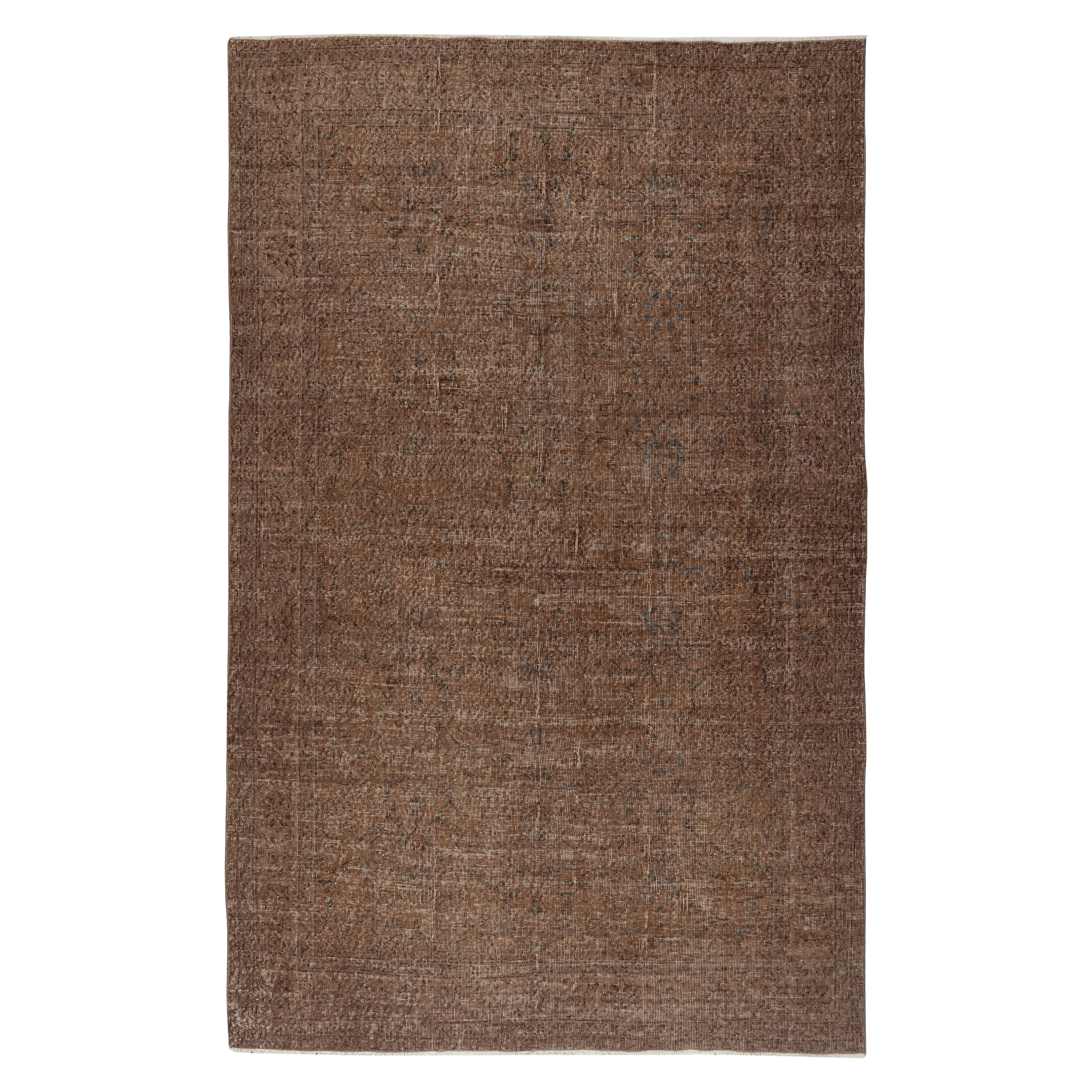 6.3x10.2 Ft Handgefertigter türkischer Teppich. Brauner, rotgefärbter Vintage-Teppich für das Wohnzimmer