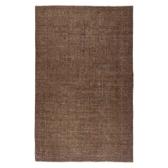 6.3x10.2 Ft Handgefertigter türkischer Teppich. Brauner, rotgefärbter Vintage-Teppich für das Wohnzimmer