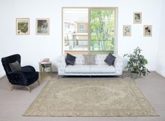 6.3x10.2 Ft Tappeto beige fatto a mano unico nel suo genere, tappeto turco vintage sbiadito dal sole