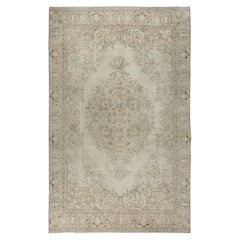 Einzigartiger handgefertigter Beige-Teppich 6.3x10.2 Ft, Vintage Sun Faded Türkischer Teppich, Vintage