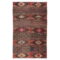 6.3x10.2 Ft Vintage Hand-Woven Nomadic Anatolian Kilim 'Flat-Weave', 100% Wool