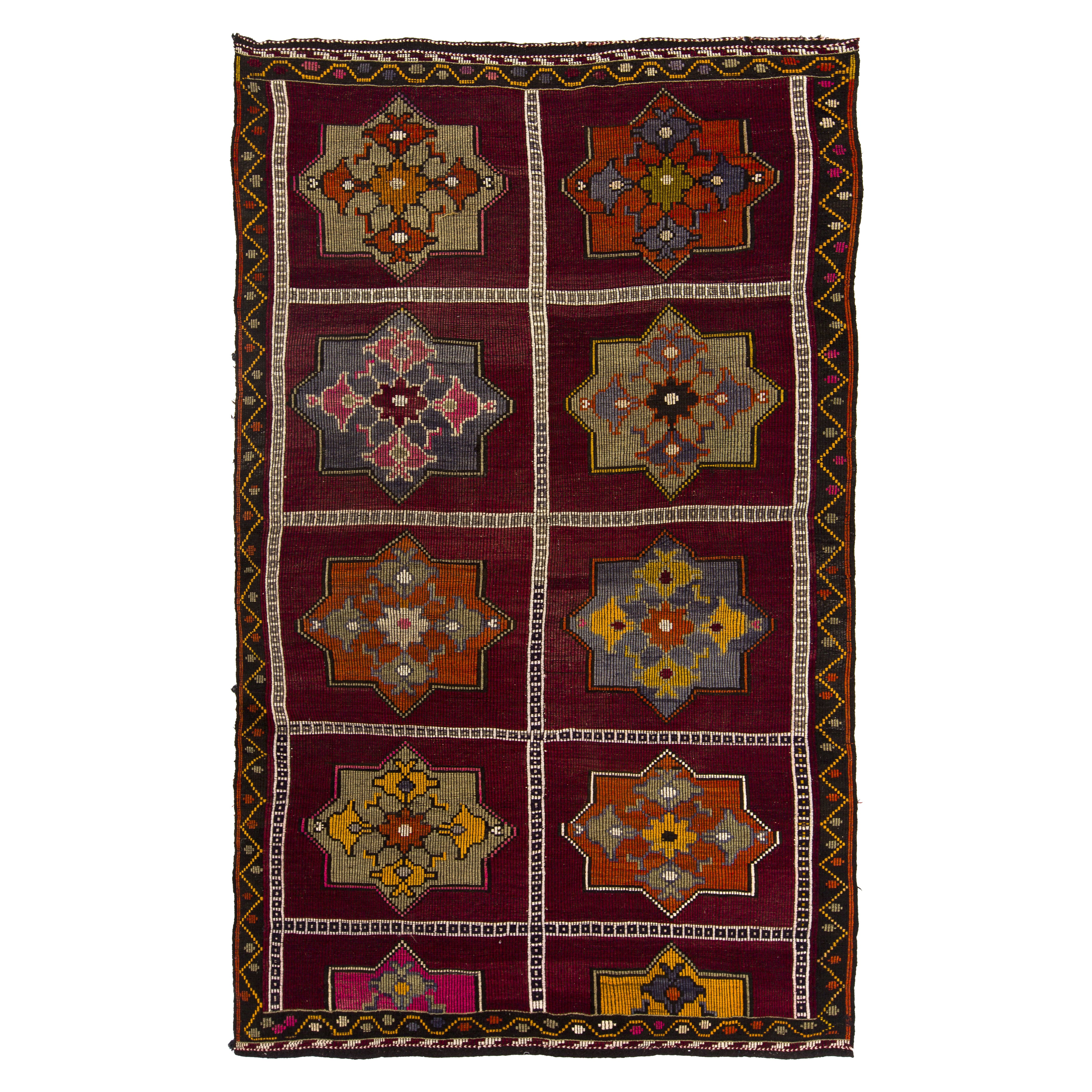 6.3x10.3 Ft One-of-a-kind Handmade Vintage Turkish Kilim 'Flat-Weave', 100% Wool