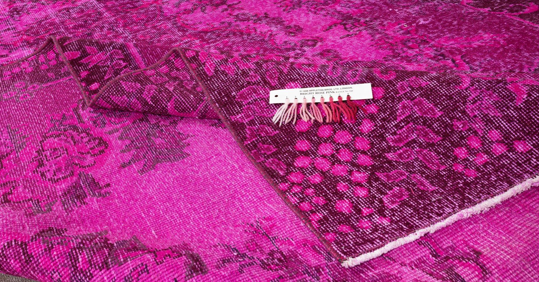 Hand-Knotted Turkish Handmade 1960s Authentic Rug in Hot Pink for Modern Interior For Sale