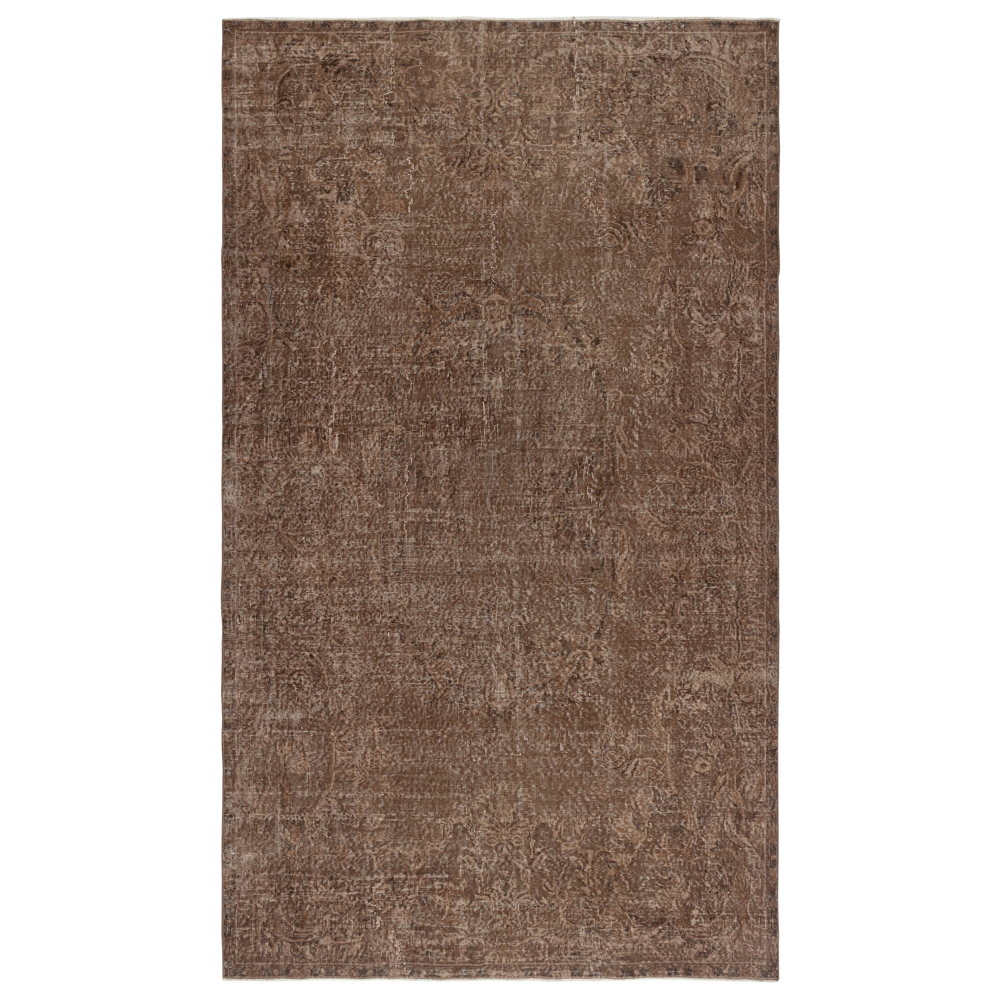 6.3x10.7 Ft Vintage Handmade Türkisch Teppich Redyed in Braun für moderne Interieurs