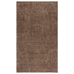 Tappeto turco vintage fatto a mano 6.3x10.7 Ft tinto in marrone per interni moderni