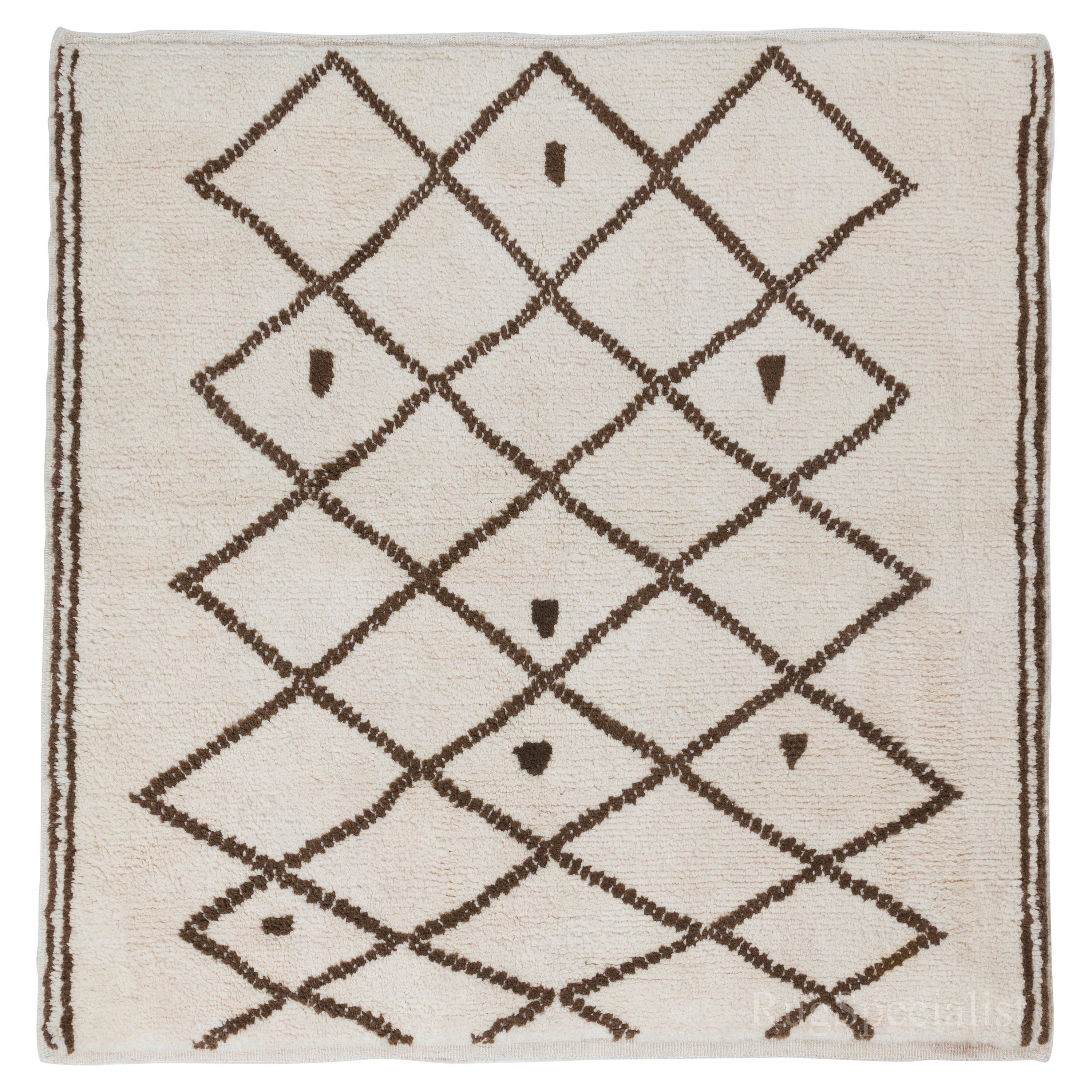 Marokkanischer Berberteppich mit 6.3x6.3 m. 100% natürlicher Wolle. Lattice Design Shaggy-Teppich