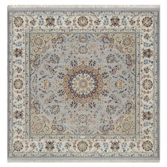 6
3 "x6
3" Hellblau 250 KPSI Wolle 
Seide Nain Handgeknüpfter Quadratischer Orientteppich