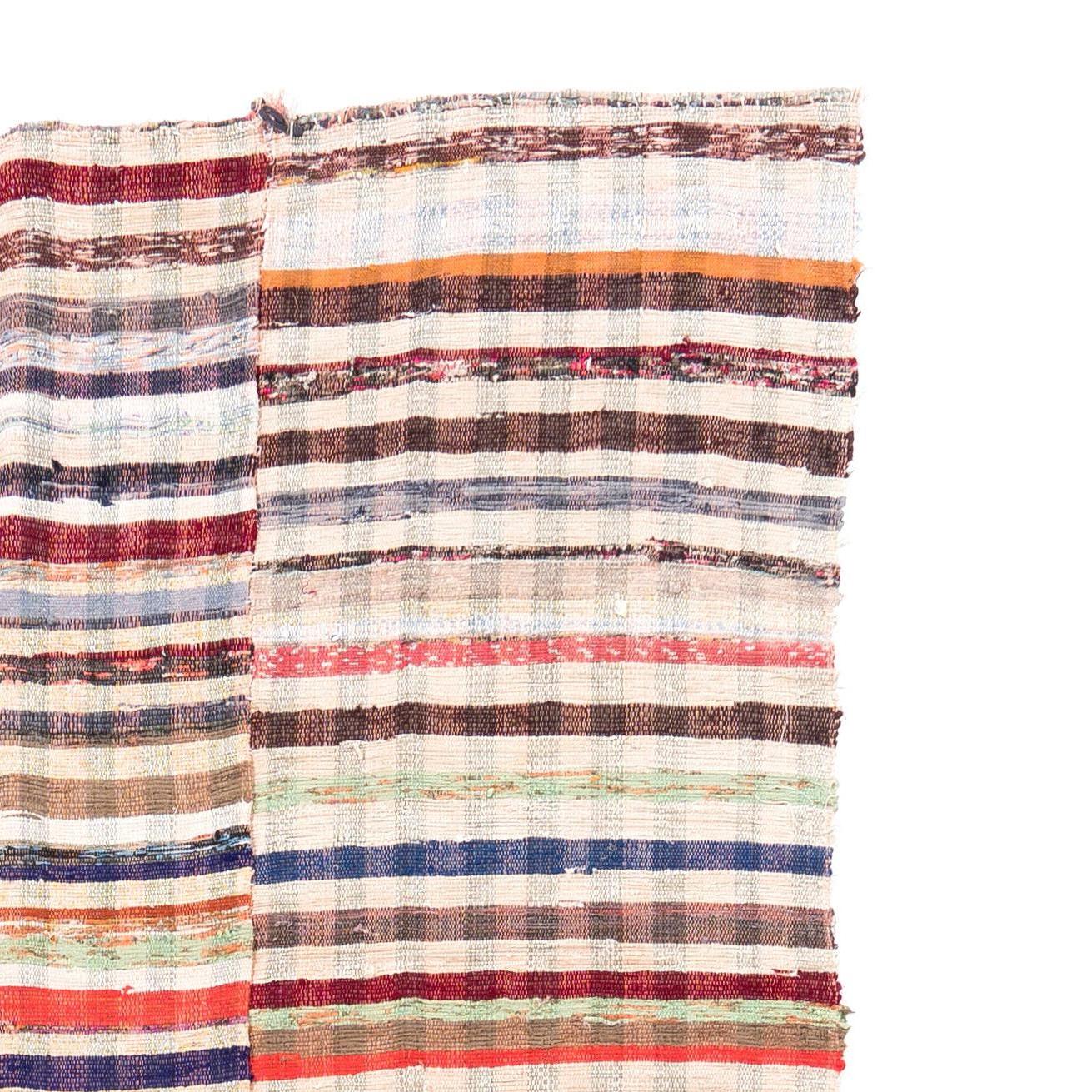 Turkish 6.3x6.4 Ft Colorful Vintage Handmade Cotton Rag Rug, Flat-weave Reversible Kilim For Sale