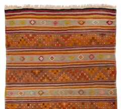 6.2x7.7 Ft Vintage Hand-Woven Nomadic C. Anatolian Kilim 'Flat Weave', 100% Wool