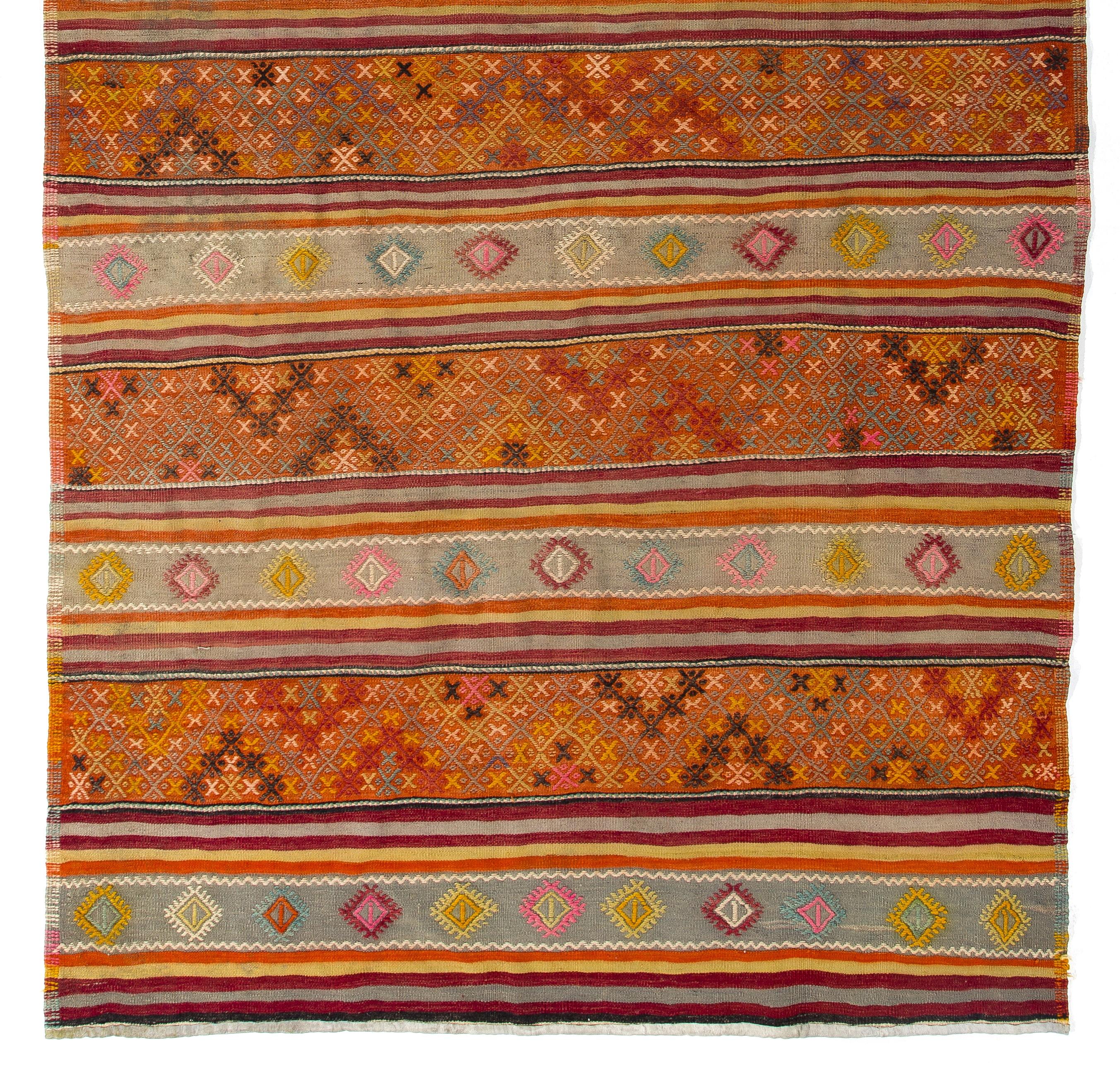 20th Century 6.2x7.7 Ft Vintage Hand-Woven Nomadic C. Anatolian Kilim 'Flat Weave', 100% Wool For Sale