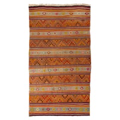 6.2x7.7 Ft Used Hand-Woven Nomadic C. Anatolian Kilim 'Flat-Weave', 100% Wool