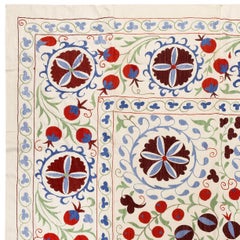 6.3x8 ft Silk Embroidery Bed Cover. Suzani Tablecloth. Traditional Wall Hanging