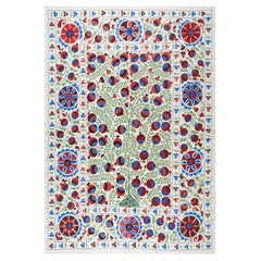 Copriletto ricamato a mano in seta 6.3x8 ft, copritavolo tradizionale, appendiabiti da parete