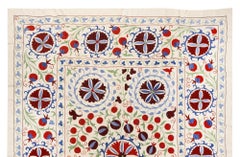 6.3x8 ft Seidenstickerei Bettdecke. New Suzani Throw. Handgefertigter Wandbehang