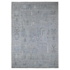 6'3 "x8'10" Tapis d'Orient gris Afghan Angora Oushak avec Cypress Tree Design