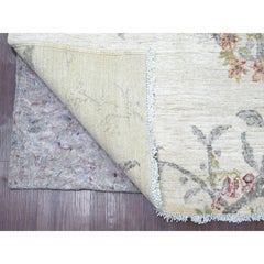 6'3"x8'8" Ivory Hand Knotted Sparrows on the Tree Peshawar All Wool Oriental Rug