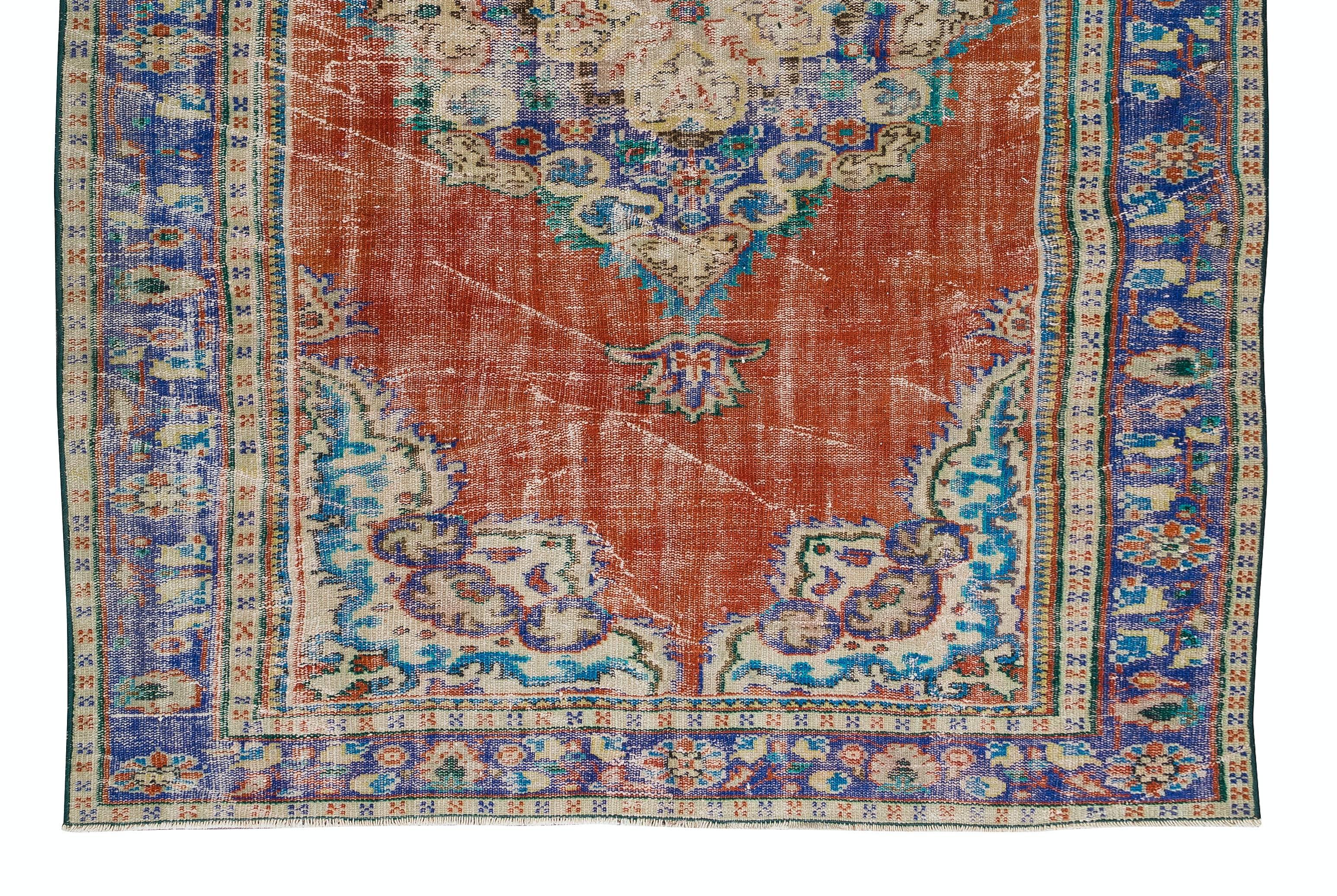 Hand-Knotted 6.3x9 ft Anatolian Medallion Design Rug, circa 1960, Vintage Handmade Carpet For Sale