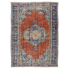 6.3x9 ft Anatolian Medallion Design Rug, circa 1960, Vintage Handmade Carpet