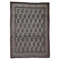 6'3"x8'9" Ivory Antique Zoroastrian Clean Paisley Design Hand-Knotted Wool Rug