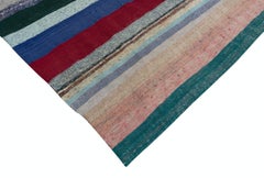 6.3x9 ft Adjustable Vintage Kilim Carpet, Handwoven Turkish Cotton Rag Rug