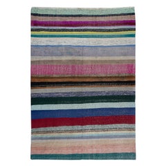 6.3x9 ft Adjustable Vintage Kilim Carpet, Handwoven Turkish Cotton Rag Rug