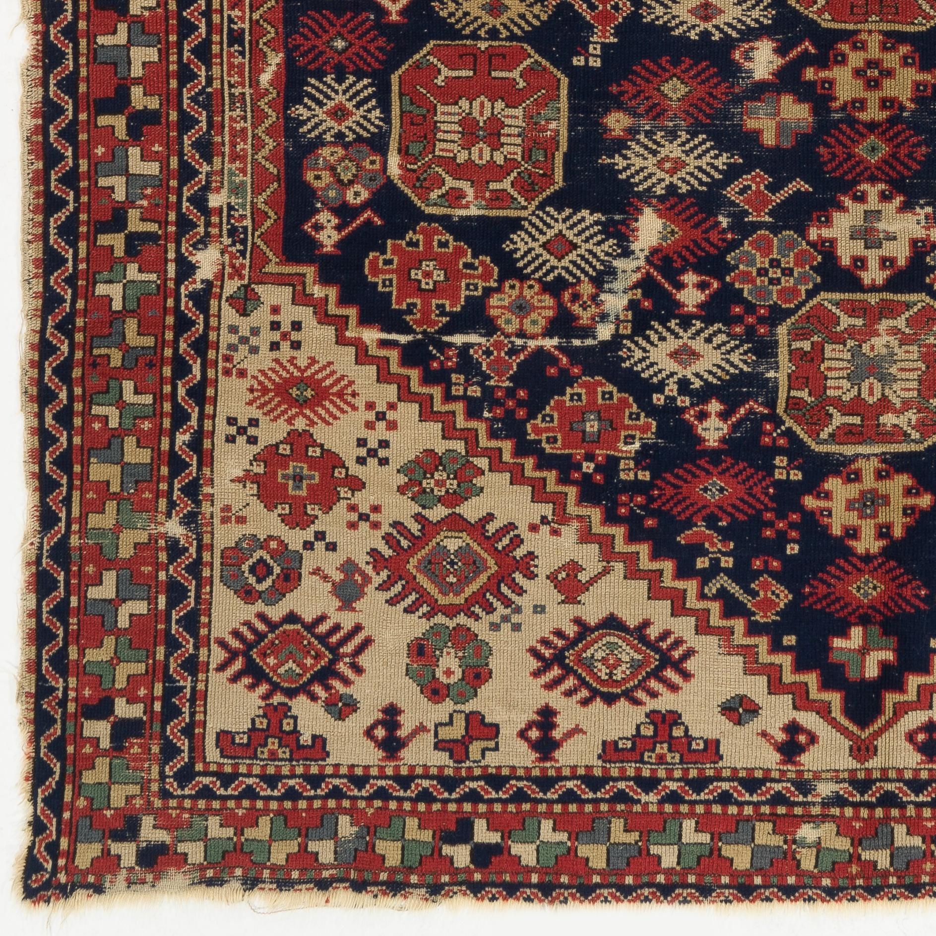 Hand-Woven 6.3x9 ft Antique Shabby Chic Turkish Rug, ca 1880 For Sale
