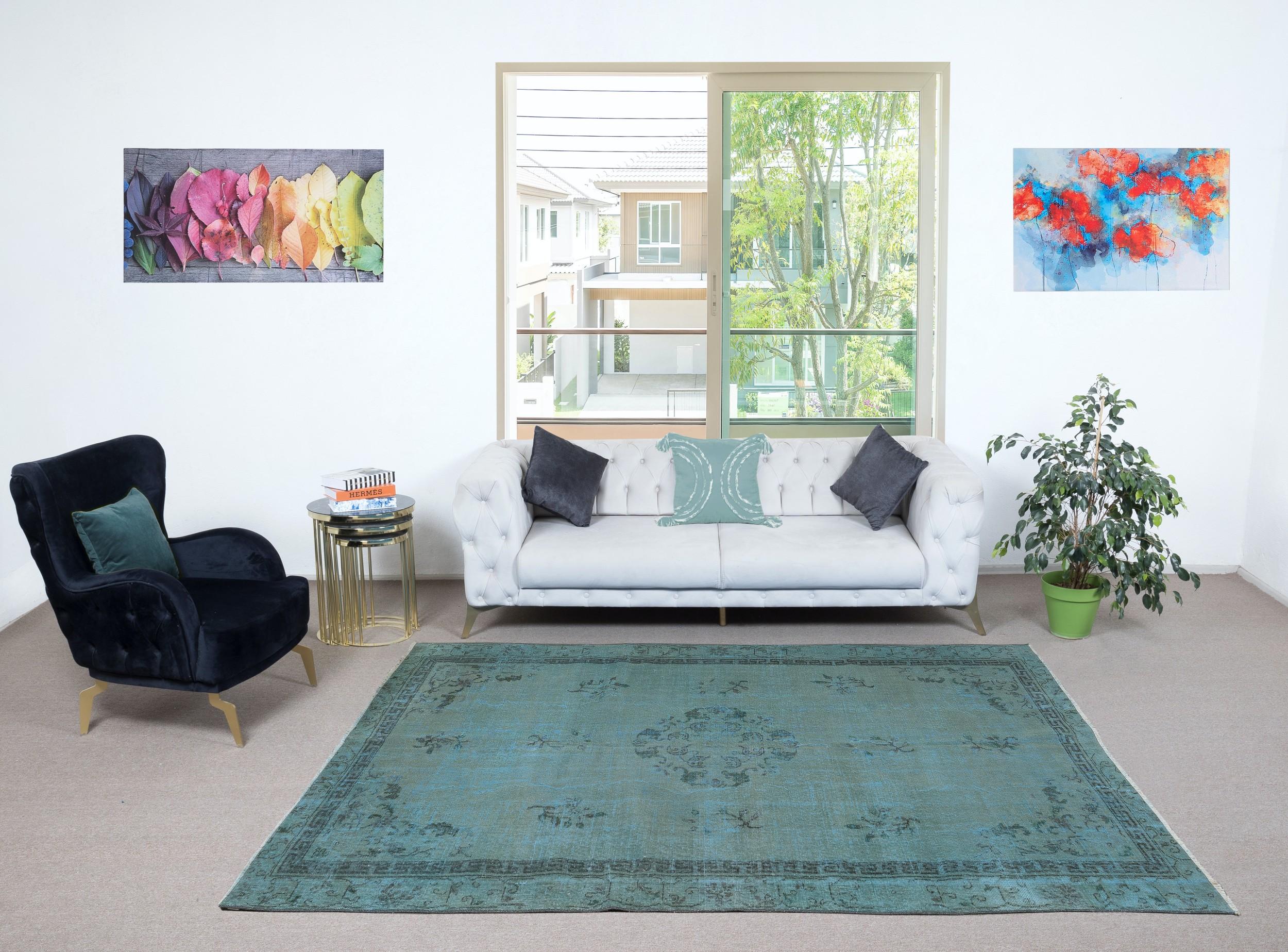 Our over-dyed rugs are all hand-knotted vintage pieces that are recreated in our workshop to cater to a wider range of interior design choices from modern to coastal, from industrial to rustic/cottage. These 50 to 70 year-old rugs were hand-knotted