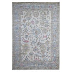 6'3"x9' Timberwolf Gray Wool Weft Afghan Angora Oushak Oriental Rug
