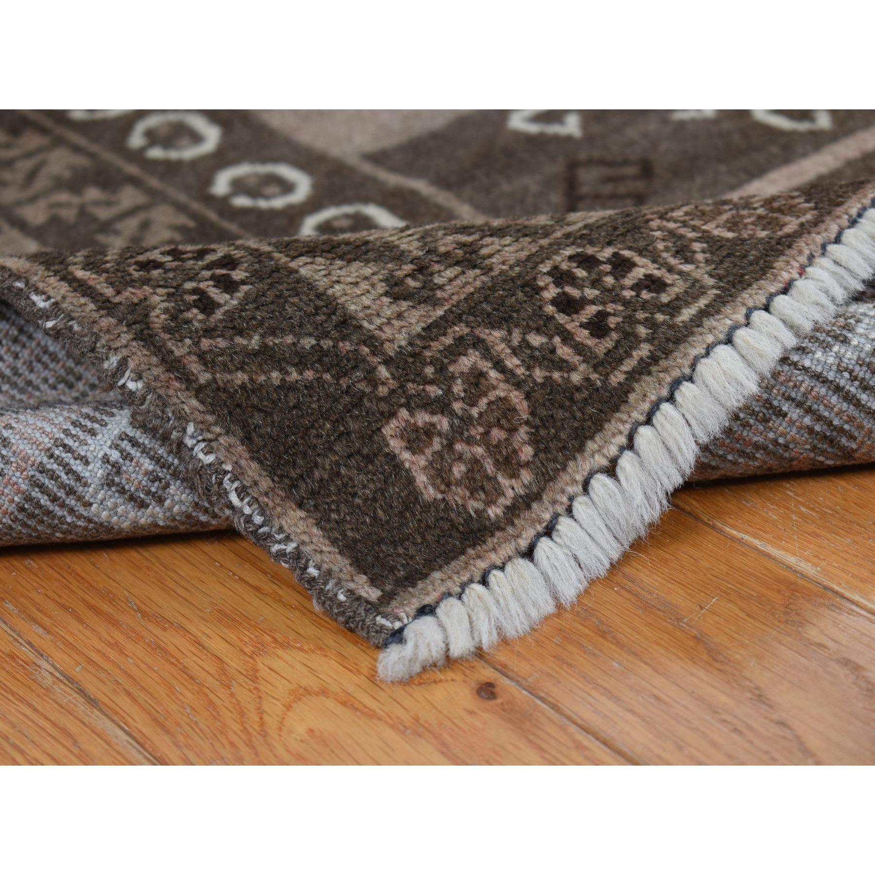 Tapis afghan Balooch vintage noué à la main, couleur terre cuite grise, 6'3
