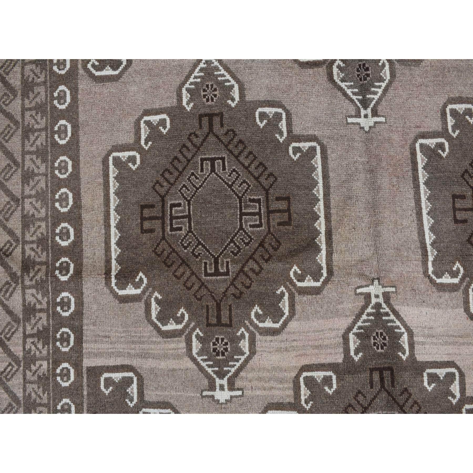 Laine Tapis afghan Balooch vintage noué à la main, couleur terre cuite grise, 6'3