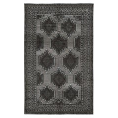 6'3"x9'10" Grauer Afghan Balooch handgeknüpfter Teppich aus aller Wolle in Erdtönen, Vintage