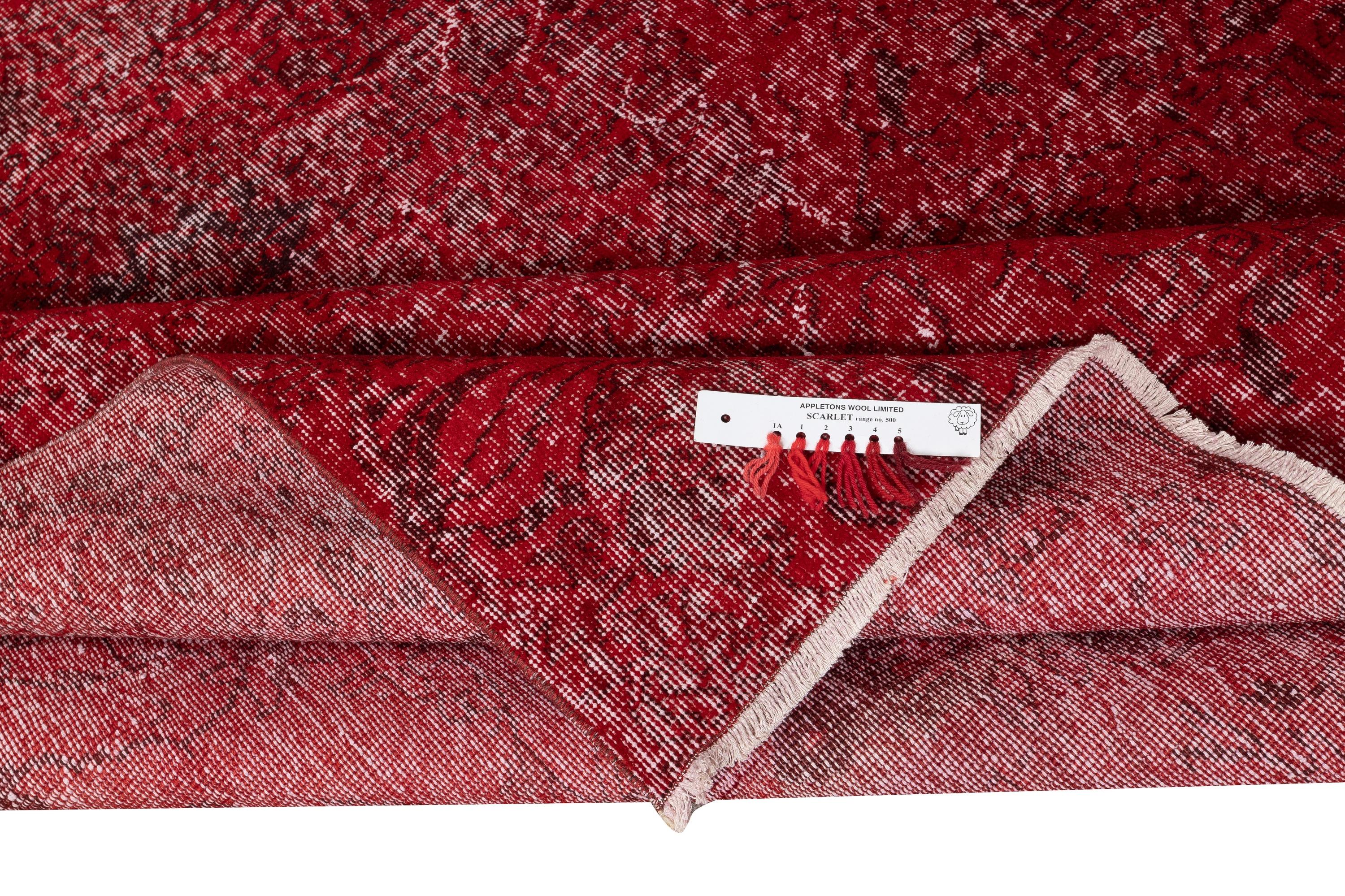 6.3x9.2 Ft Vintage Handmade Türkisch Teppich Overdyed in Rot für moderne Innenräume (Moderne) im Angebot