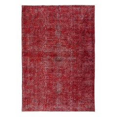 6.3x9.2 Ft Vintage Handmade Türkisch Teppich Overdyed in Rot für moderne Innenräume