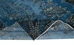 6.3x9.4 Ft Contemporary Medaillon Design Area Rug in Blau, handgeknüpft in der Türkei