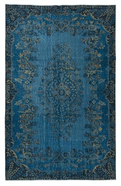 6.3x9.4 Ft Contemporary Medaillon Design Area Rug in Blau, handgeknüpft in der Türkei