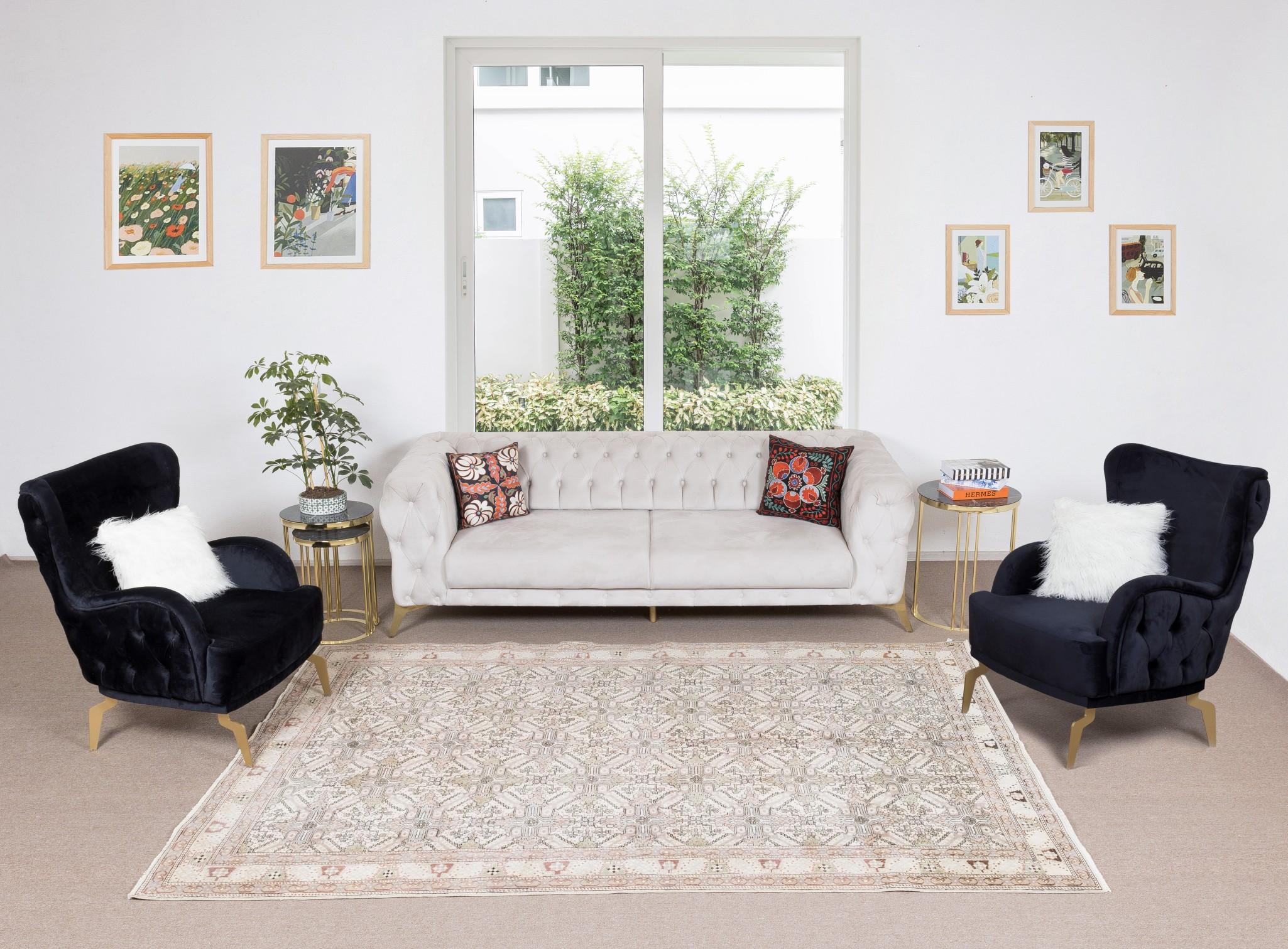 Our sun-faded rugs are all one-of-a-kind, hand-knotted, 50-70 year-old vintage pieces. They each boast their own singular handmade aesthetic drawn from the centuries-old Turkish rug-weaving traditions. These rugs are made completely of sheep’s wool,