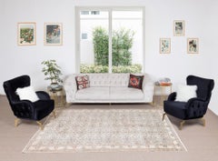 Handmade Turkish Area Rug, Vintage Floral Wool Carpet